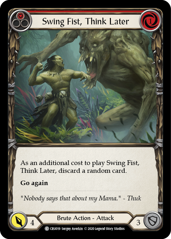 Swing Fist, Think Later (Red) [CRU019] (Crucible of War)  1st Edition Rainbow Foil | Chromatic Games