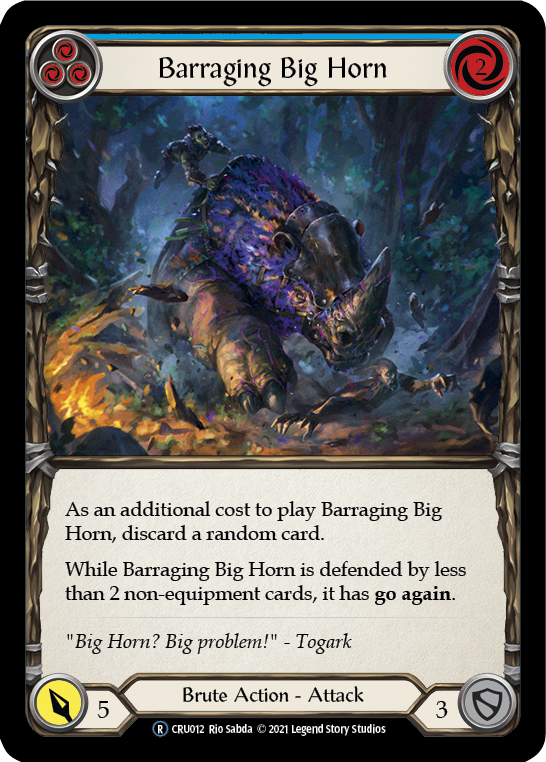 Barraging Big Horn (Blue) [U-CRU012] (Crucible of War Unlimited)  Unlimited Normal | Chromatic Games