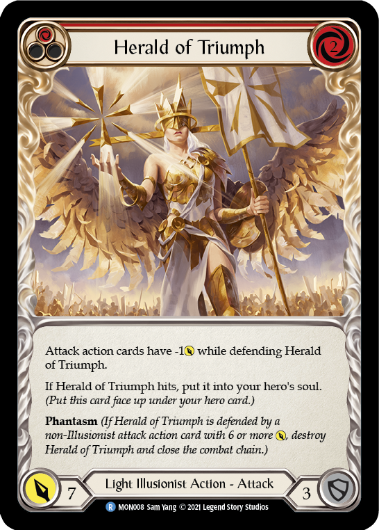 Herald of Triumph (Red) [MON008-RF] (Monarch)  1st Edition Rainbow Foil | Chromatic Games