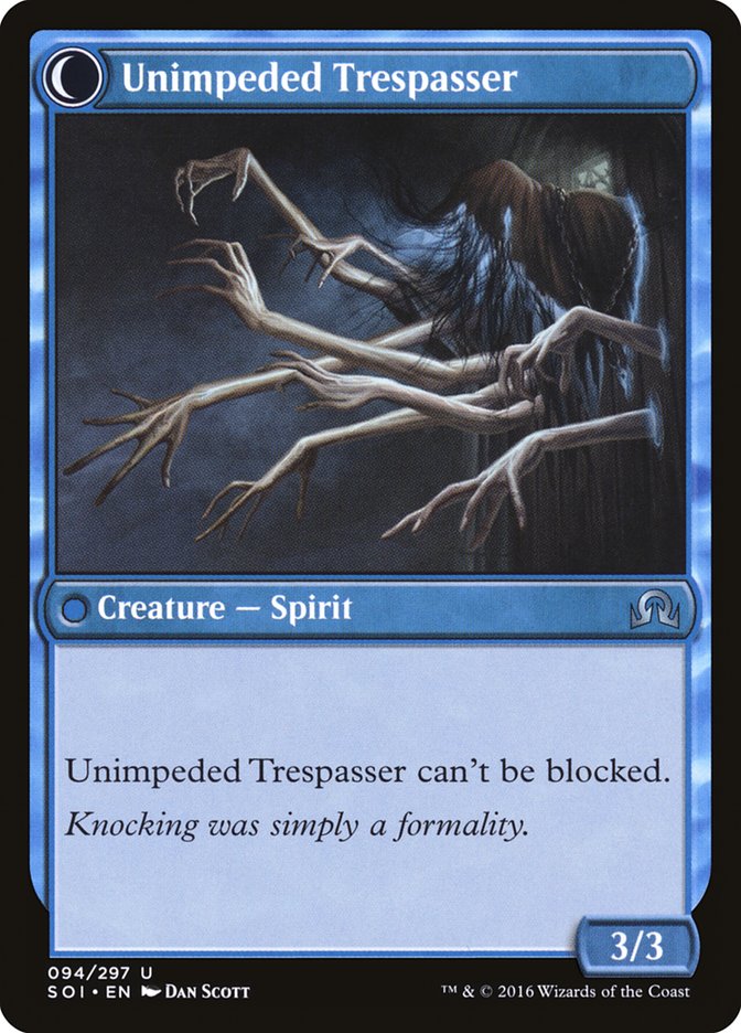 Uninvited Geist // Unimpeded Trespasser [Shadows over Innistrad] | Chromatic Games