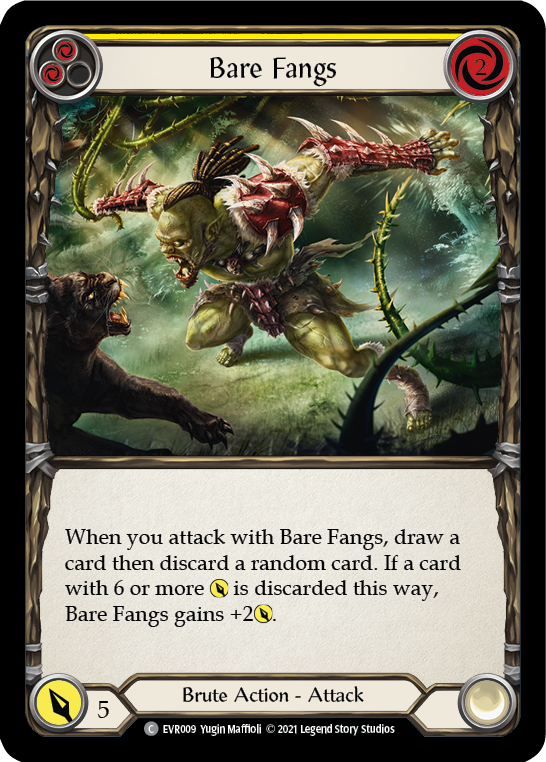 Bare Fangs (Yellow) [EVR009] (Everfest)  1st Edition Rainbow Foil | Chromatic Games