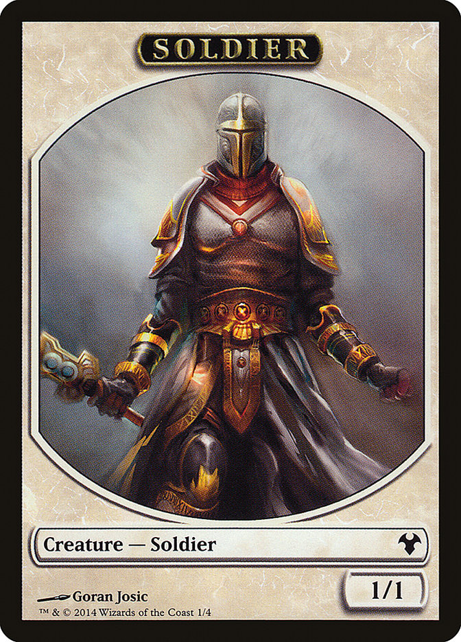 Soldier // Spirit Double-Sided Token [Modern Event Deck 2014 Tokens] | Chromatic Games