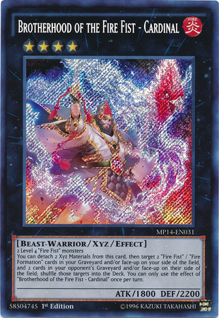 Brotherhood of the Fire Fist - Cardinal [MP14-EN031] Secret Rare | Chromatic Games