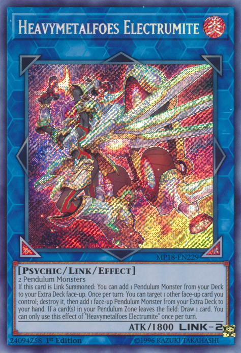 Heavymetalfoes Electrumite [MP18-EN229] Secret Rare | Chromatic Games