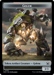 Golem // Blood Double-Sided Token [March of the Machine Commander Tokens] | Chromatic Games