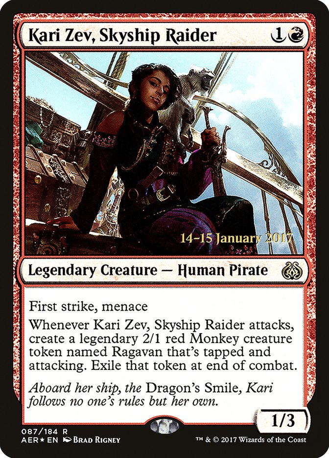 Kari Zev, Skyship Raider [Aether Revolt Prerelease Promos] | Chromatic Games