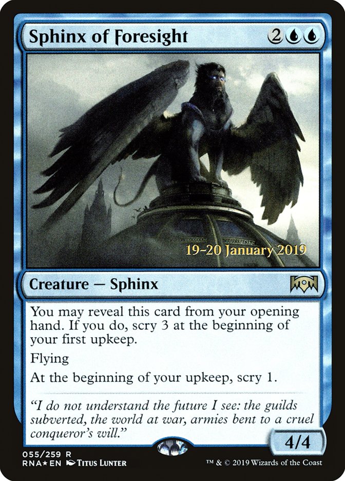 Sphinx of Foresight [Ravnica Allegiance Prerelease Promos] | Chromatic Games