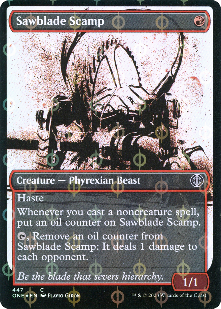 Sawblade Scamp (Showcase Ichor Step-and-Compleat Foil) [Phyrexia: All Will Be One] | Chromatic Games