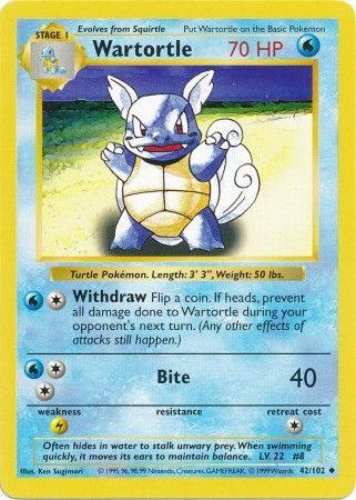 Wartortle (42/102) [Base Set Shadowless Unlimited] | Chromatic Games