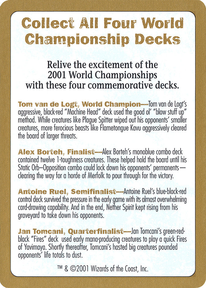 2001 World Championships Ad [World Championship Decks 2001] | Chromatic Games