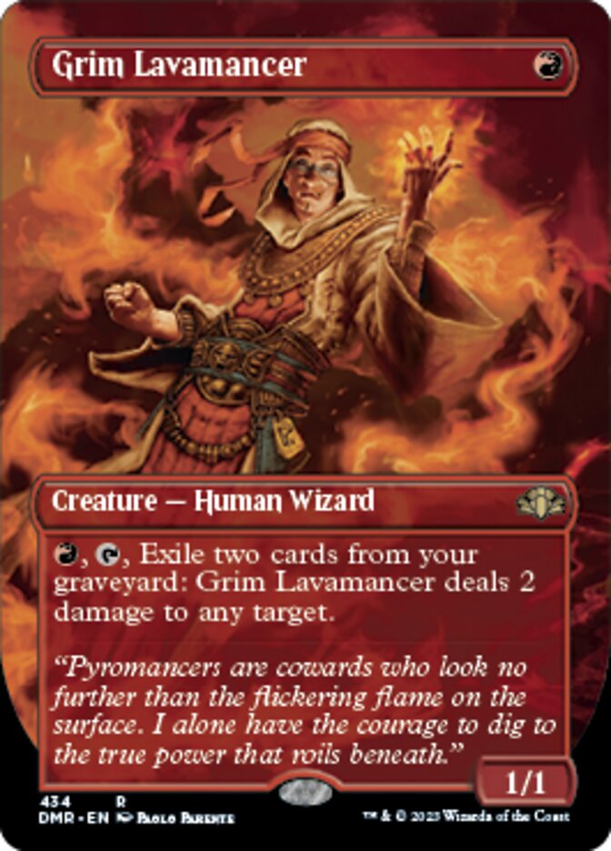 Grim Lavamancer (Borderless Alternate Art) [Dominaria Remastered] | Chromatic Games