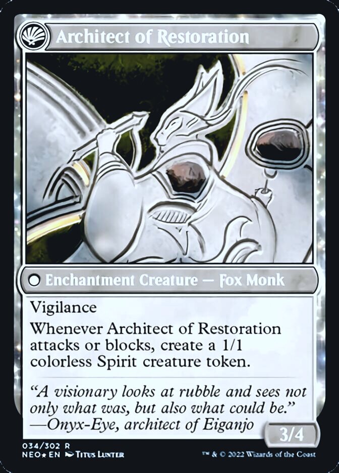 The Restoration of Eiganjo // Architect of Restoration [Kamigawa: Neon Dynasty Prerelease Promos] | Chromatic Games