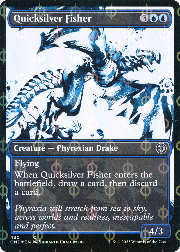 Quicksilver Fisher (Showcase Ichor Step-and-Compleat Foil) [Phyrexia: All Will Be One] | Chromatic Games