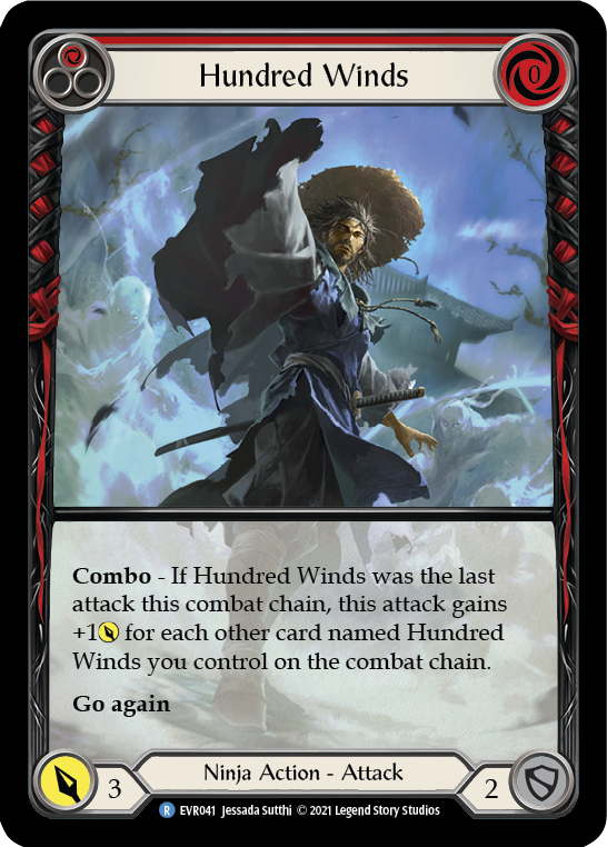 Hundred Winds (Red) [EVR041] (Everfest)  1st Edition Extended Art Rainbow Foil | Chromatic Games