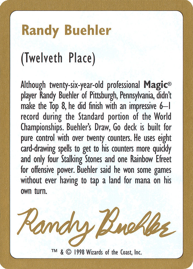 Randy Buehler Bio [World Championship Decks 1998] | Chromatic Games