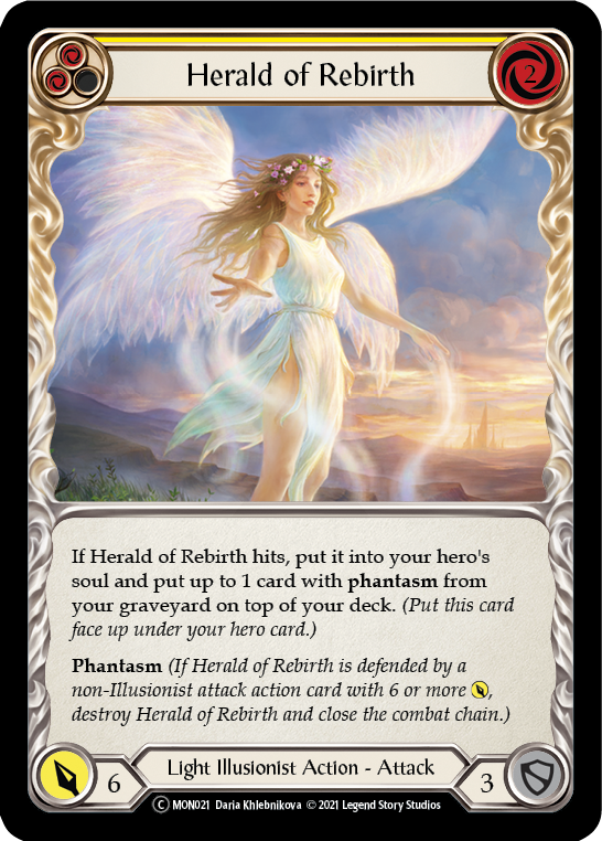 Herald of Rebirth (Yellow) [U-MON021-RF] (Monarch Unlimited)  Unlimited Rainbow Foil | Chromatic Games