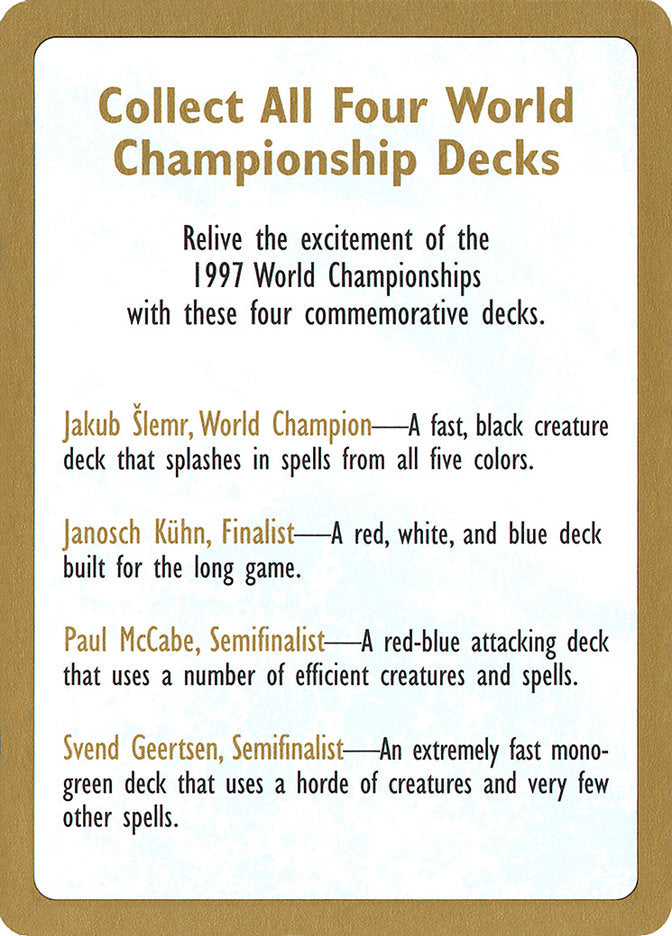 1997 World Championships Ad [World Championship Decks 1997] | Chromatic Games