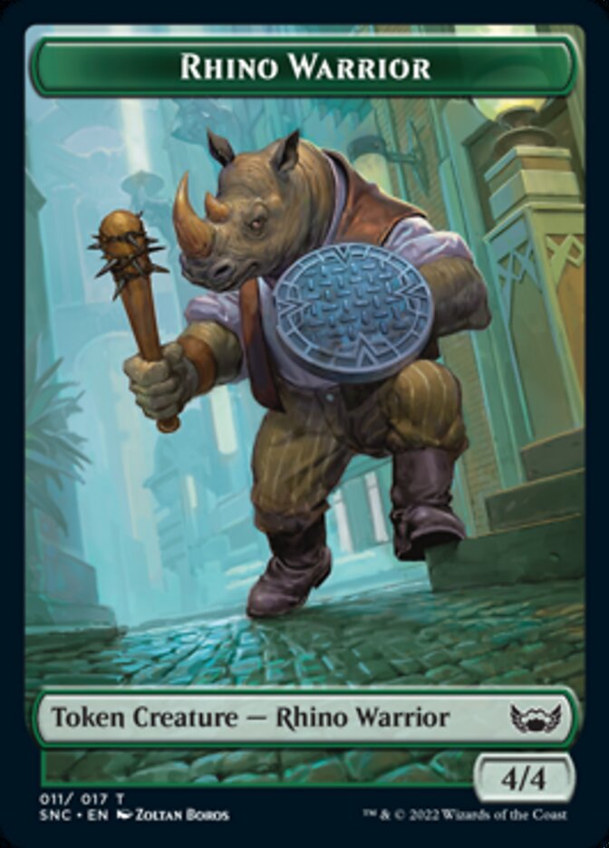 Cat // Rhino Warrior Double-Sided Token [Streets of New Capenna Tokens] | Chromatic Games