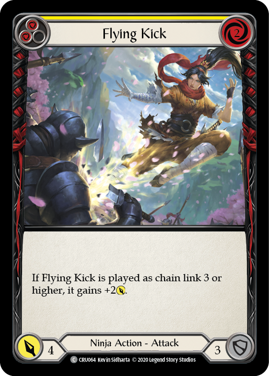 Flying Kick (Yellow) [CRU064] (Crucible of War)  1st Edition Rainbow Foil | Chromatic Games