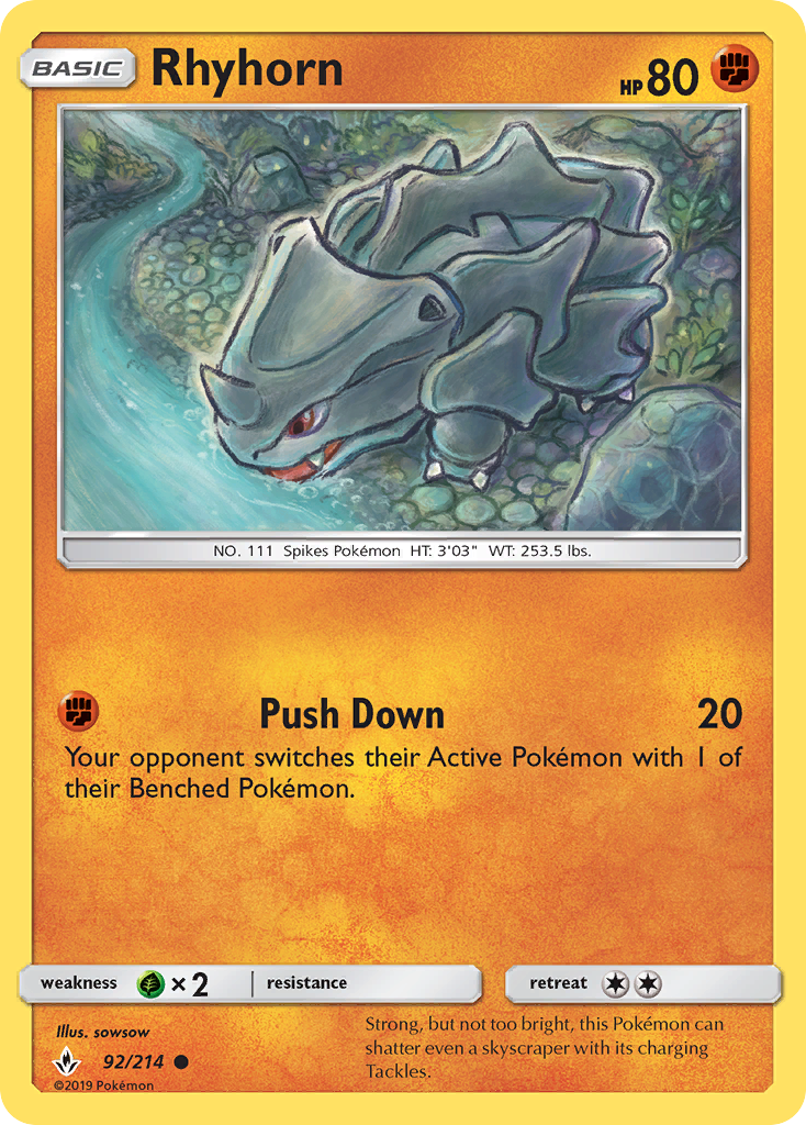 Rhyhorn (92/214) [Sun & Moon: Unbroken Bonds] | Chromatic Games