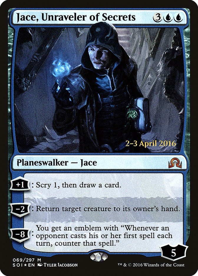 Jace, Unraveler of Secrets [Shadows over Innistrad Prerelease Promos] | Chromatic Games