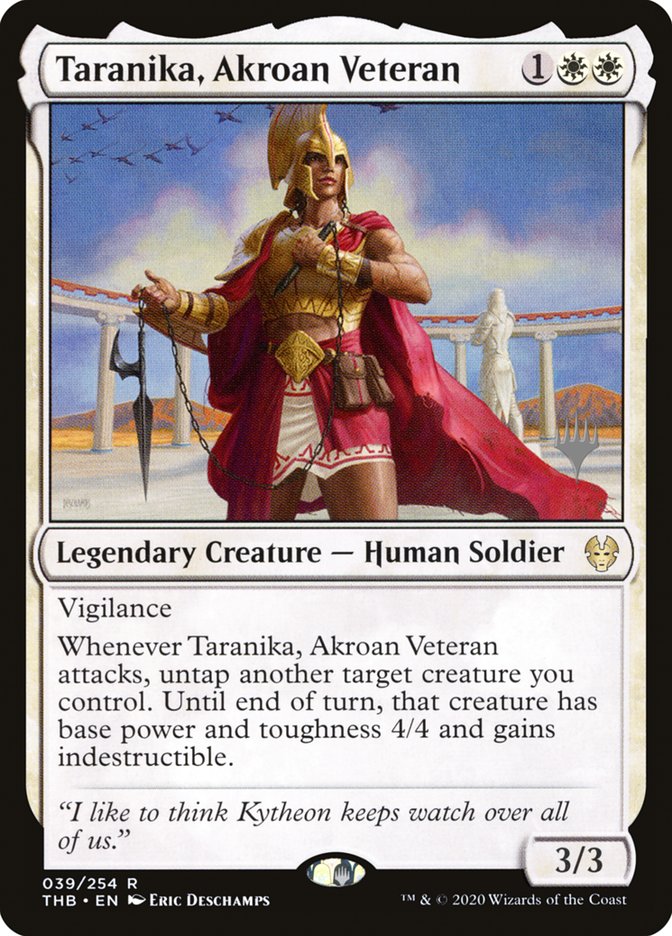 Taranika, Akroan Veteran (Promo Pack) [Theros Beyond Death Promos] | Chromatic Games