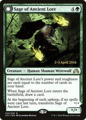 Sage of Ancient Lore // Werewolf of Ancient Hunger [Shadows over Innistrad Prerelease Promos] | Chromatic Games