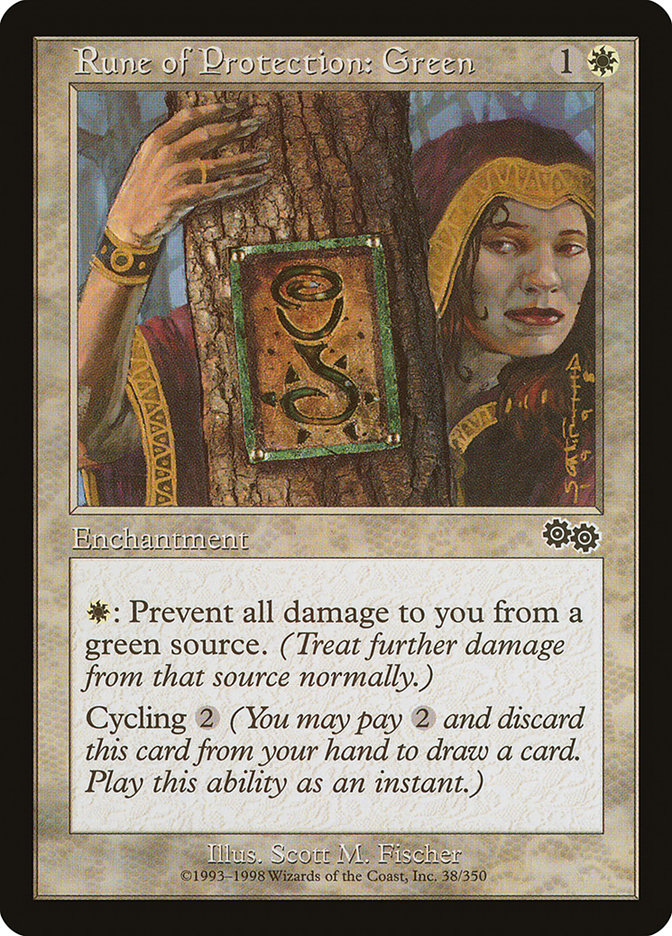 Rune of Protection: Green [Urza's Saga] | Chromatic Games