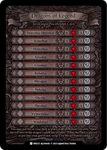 Dragons of Legend Invocation Placeholder Card [UPR225] (Uprising) | Chromatic Games