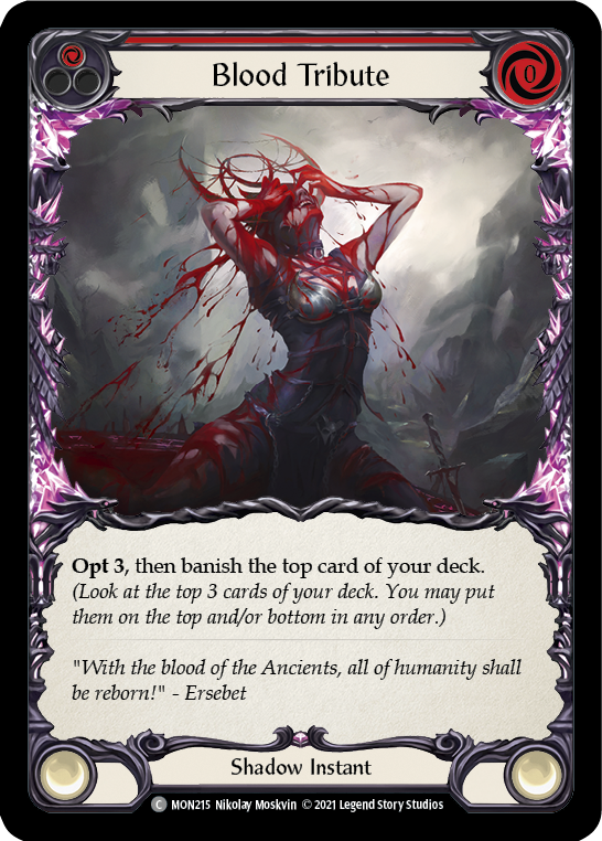 Blood Tribute (Red) [MON215-RF] (Monarch)  1st Edition Rainbow Foil | Chromatic Games