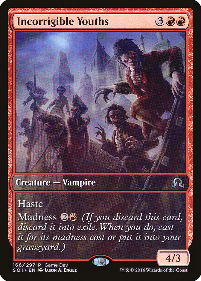 Incorrigible Youths (Game Day) (Extended Art) [Shadows over Innistrad Promos] | Chromatic Games