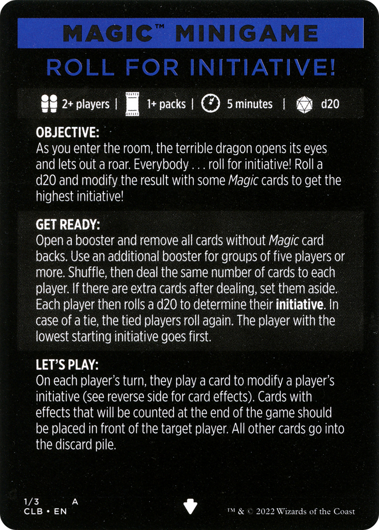 Roll for Initiative! (Magic Minigame) [Commander Legends: Battle for Baldur's Gate Minigame] | Chromatic Games