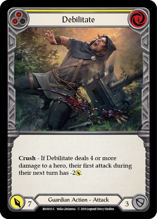 Debilitate (Yellow) [BVO013-C] (Bravo Hero Deck)  1st Edition Normal | Chromatic Games