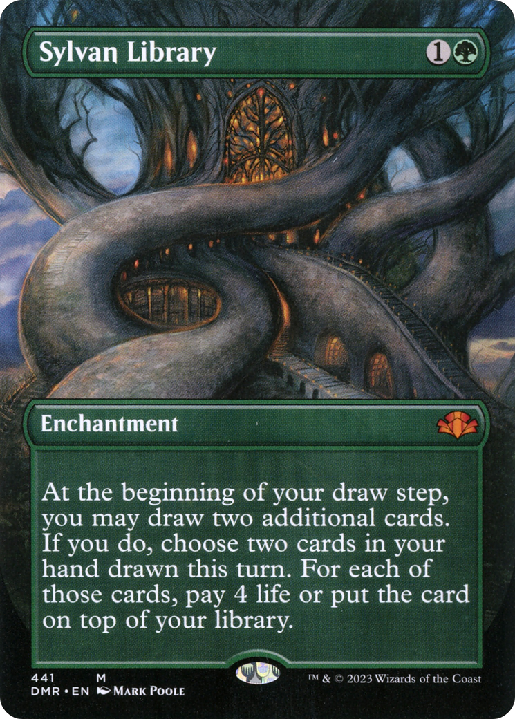 Sylvan Library (Borderless Alternate Art) [Dominaria Remastered] | Chromatic Games