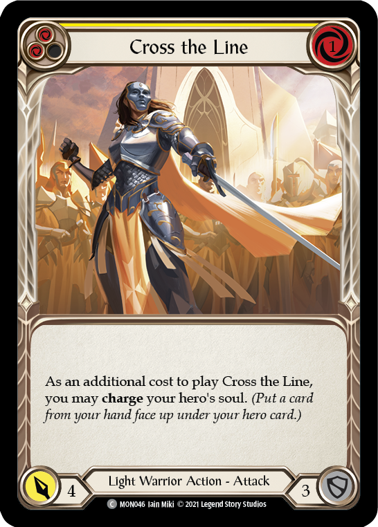 Cross the Line (Yellow) [MON046-RF] (Monarch)  1st Edition Rainbow Foil | Chromatic Games