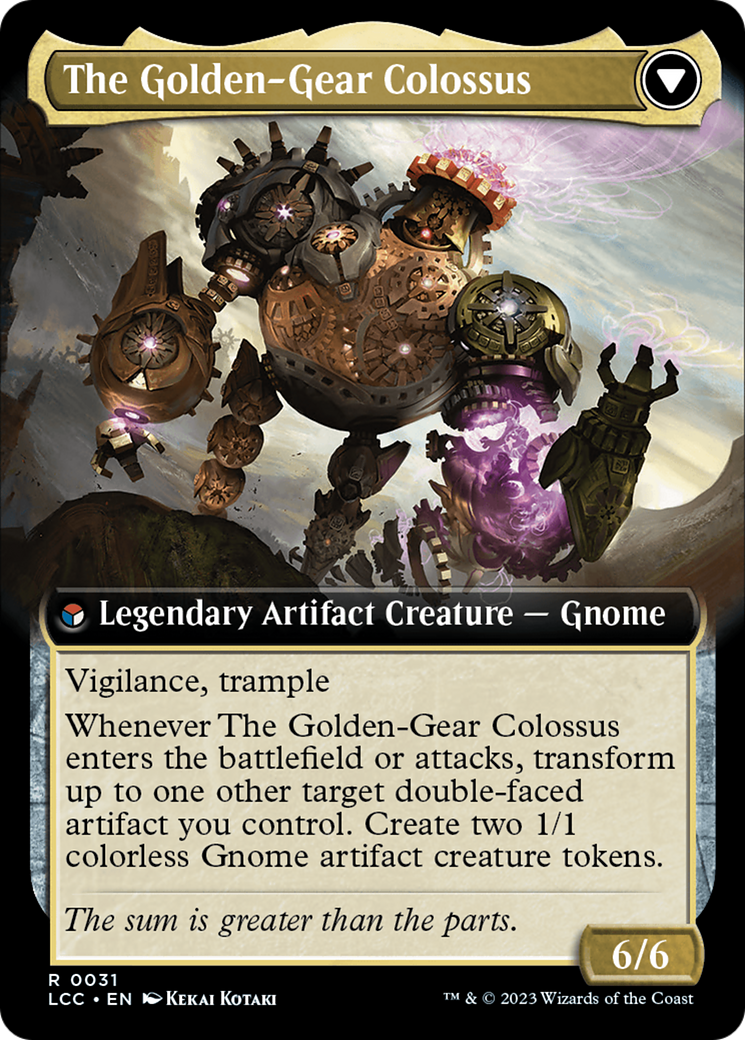 Tetzin, Gnome Champion // The Golden-Gear Colossus (Extended Art) [The Lost Caverns of Ixalan Commander] | Chromatic Games