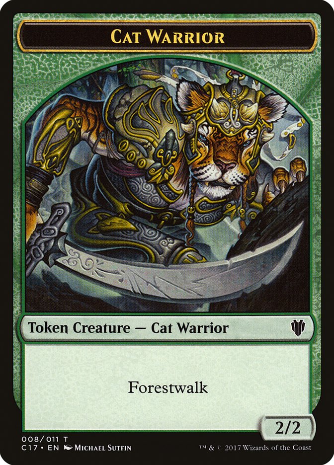 Cat Warrior (008) // Rat (003) Double-Sided Token [Commander 2017 Tokens] | Chromatic Games