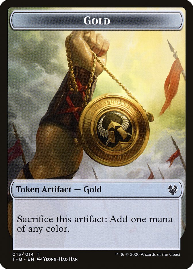 Human Soldier // Gold Double-Sided Token [Theros Beyond Death Tokens] | Chromatic Games