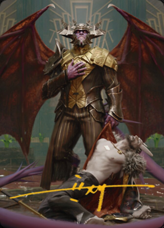 Ob Nixilis, the Adversary 1 Art Card (Gold-Stamped Signature) [Streets of New Capenna Art Series] | Chromatic Games