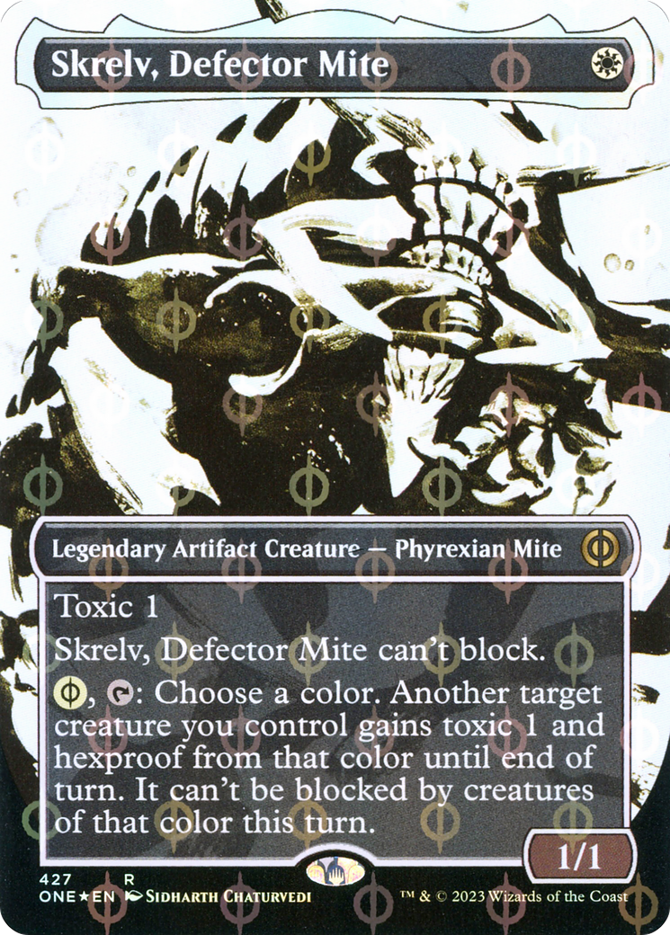 Skrelv, Defector Mite (Borderless Ichor Step-and-Compleat Foil) [Phyrexia: All Will Be One] | Chromatic Games