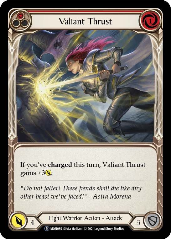 Valiant Thrust (Red) [U-MON039-RF] (Monarch Unlimited)  Unlimited Rainbow Foil | Chromatic Games