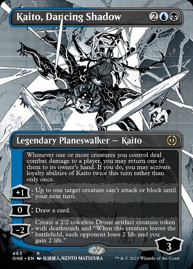 Kaito, Dancing Shadow (Borderless Manga Step-and-Compleat Foil) [Phyrexia: All Will Be One] | Chromatic Games