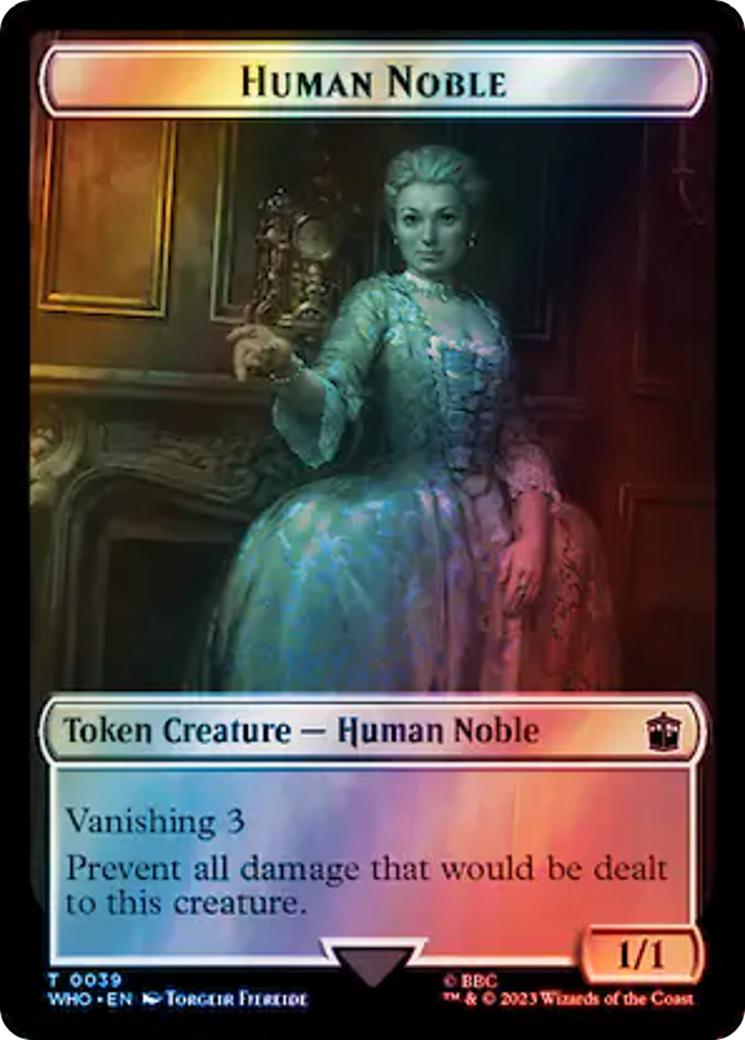 Human Noble // Beast Double-Sided Token (Surge Foil) [Doctor Who Tokens] | Chromatic Games