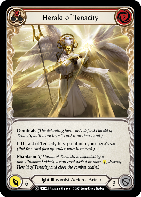 Herald of Tenacity (Red) [U-MON023-RF] (Monarch Unlimited)  Unlimited Rainbow Foil | Chromatic Games