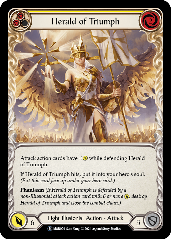 Herald of Triumph (Yellow) [U-MON009-RF] (Monarch Unlimited)  Unlimited Rainbow Foil | Chromatic Games