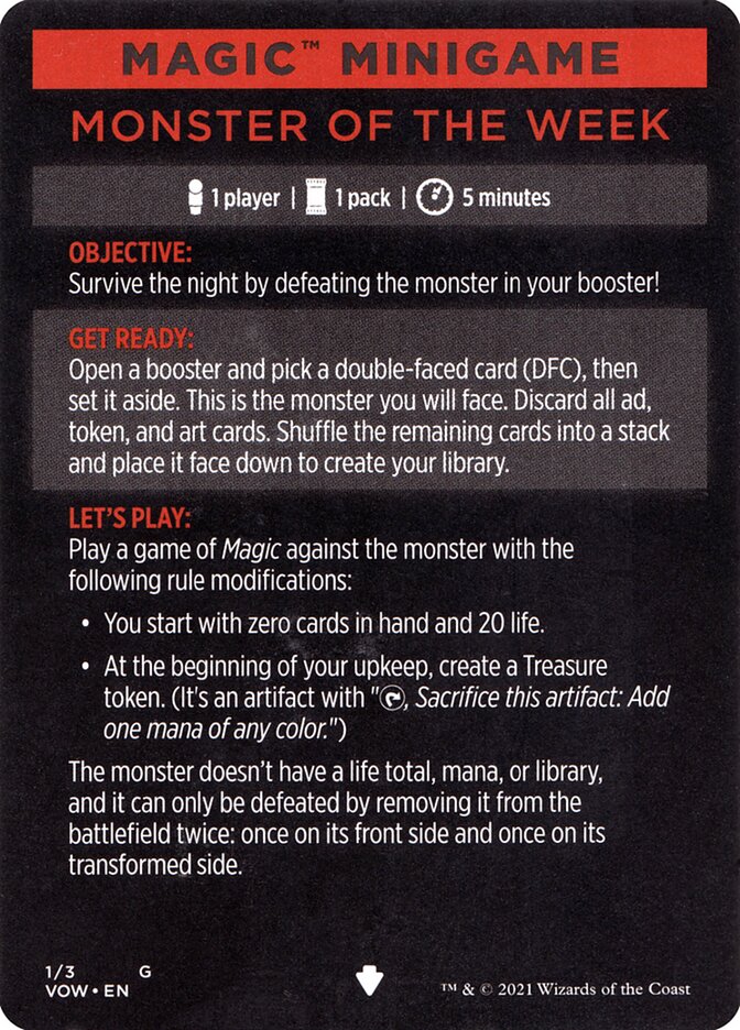 Monster of The Week (Magic Minigame) [Innistrad: Crimson Vow Minigame] | Chromatic Games