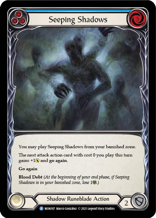 Seeping Shadows (Blue) [MON167-RF] (Monarch)  1st Edition Rainbow Foil | Chromatic Games