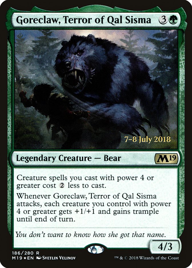 Goreclaw, Terror of Qal Sisma [Core Set 2019 Prerelease Promos] | Chromatic Games