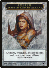 Emblem - Elspeth, Knight-Errant // Soldier Double-Sided Token [Modern Event Deck 2014 Tokens] | Chromatic Games