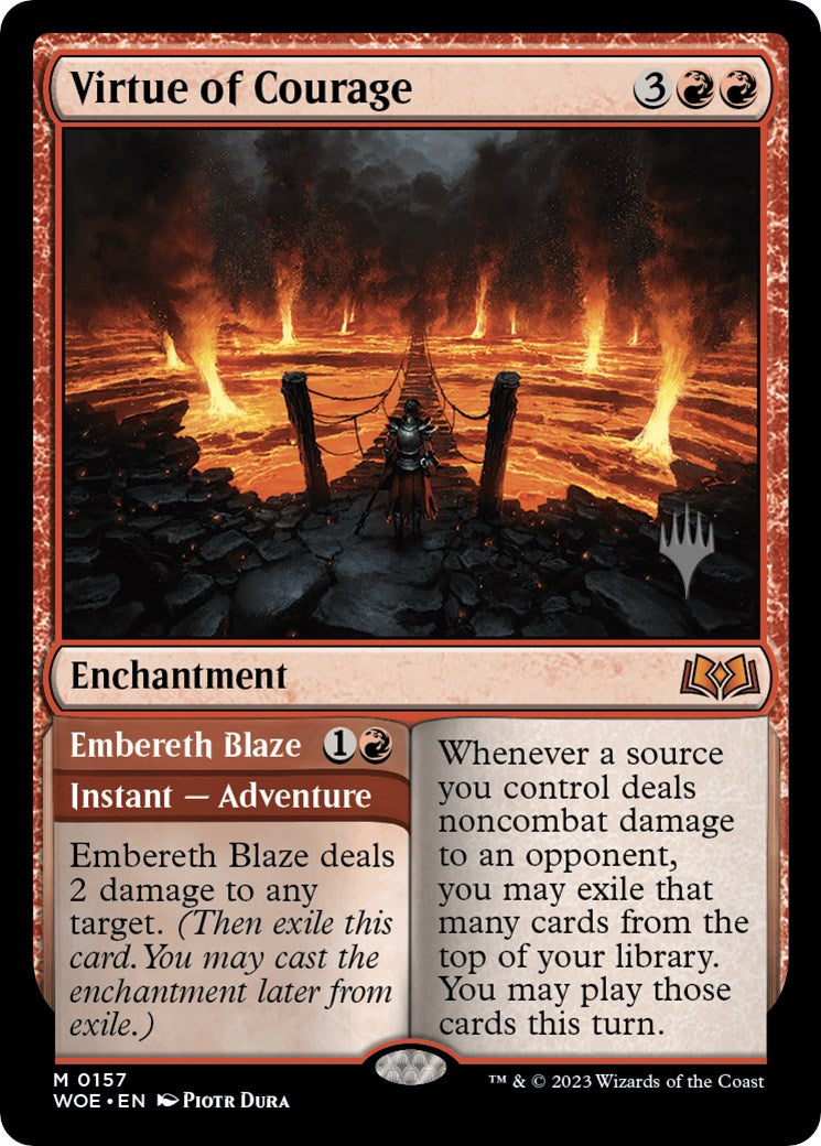 Virtue of Courage //Embereth Blaze (Promo Pack) [Wilds of Eldraine Promos] | Chromatic Games